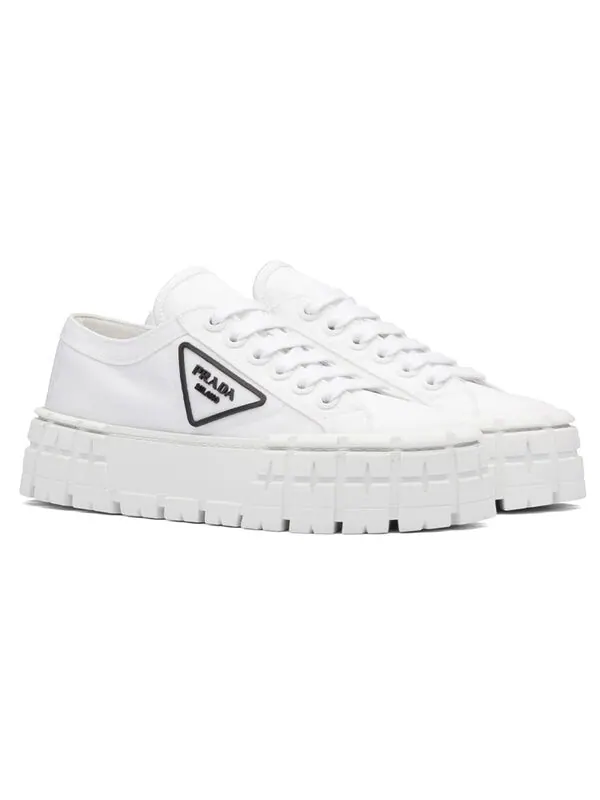 Кроссовки double wheel re-nylon gabardine sneakers 'white' Prada — изображение 3 из 4, белый/черный