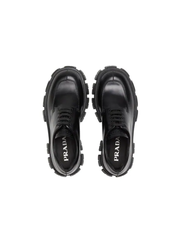 Кроссовки monolith brushed calf derby shoes 'black' Prada — изображение 4 из 4, черный