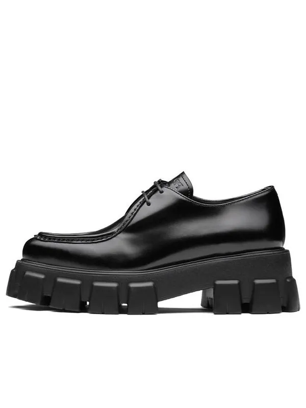 Кроссовки monolith pattern calf pointy derby shoes 'black' Prada — изображение 1 из 4, черный