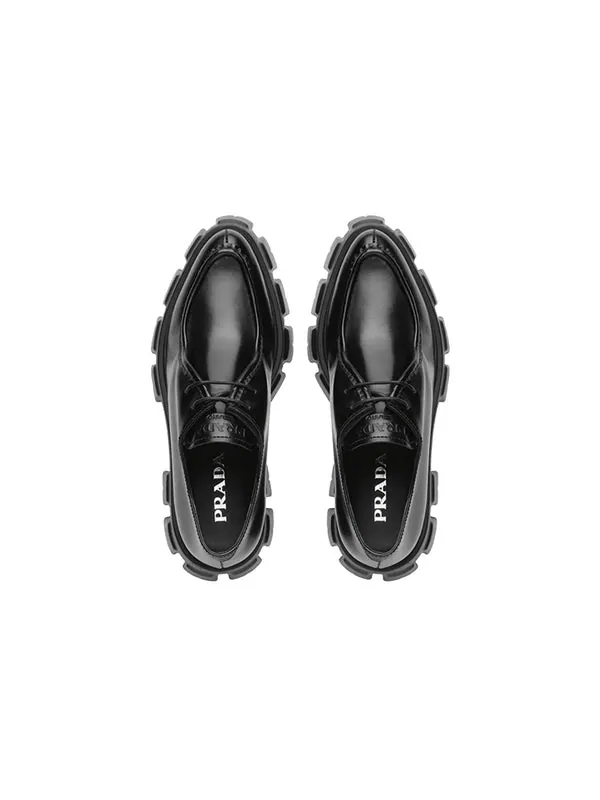 Кроссовки monolith pattern calf pointy derby shoes 'black' Prada — изображение 3 из 4, черный