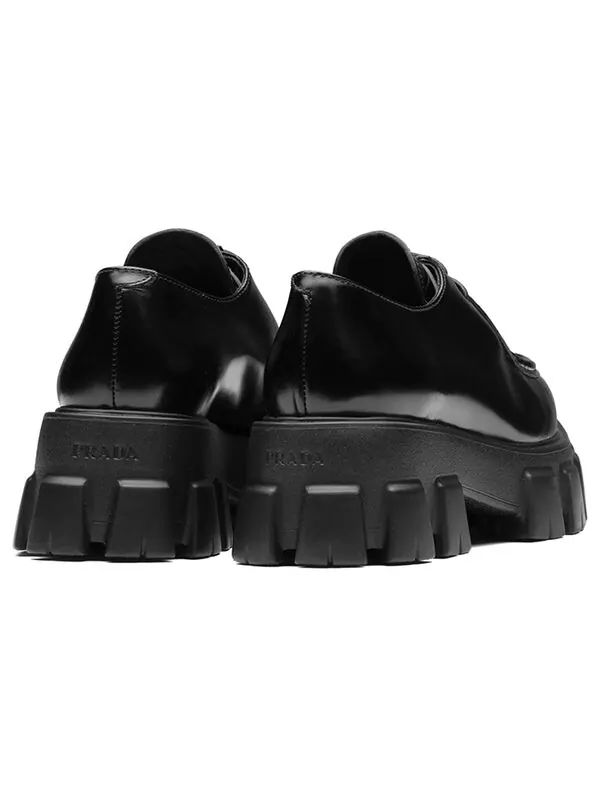 Кроссовки monolith pattern calf pointy derby shoes 'black' Prada — изображение 4 из 4, черный