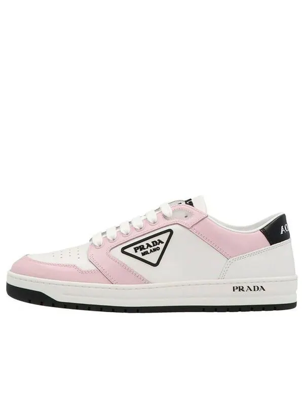 Кроссовки district perforated leather sneakers 'white alabaster pink ' Prada — изображение 1 из 4, розовый/черный/белый