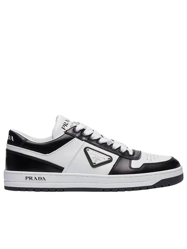 Кожаные кроссовки PRADA SS26 с логотипом — изображение 2 из 8, черный