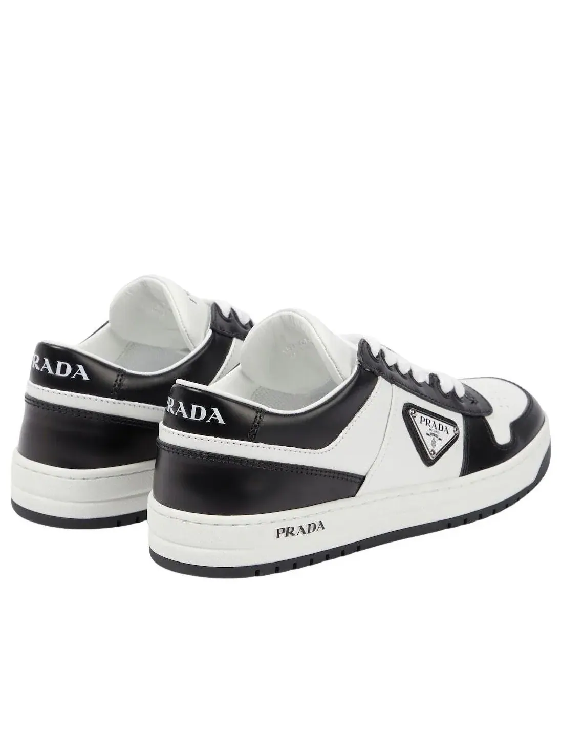 Кожаные кроссовки PRADA SS26 с логотипом — изображение 5 из 8, черный