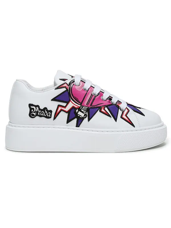 Кроссовки graphic heart platform sneakers 'white multi-color' Prada — изображение 2 из 4, белый/мульти