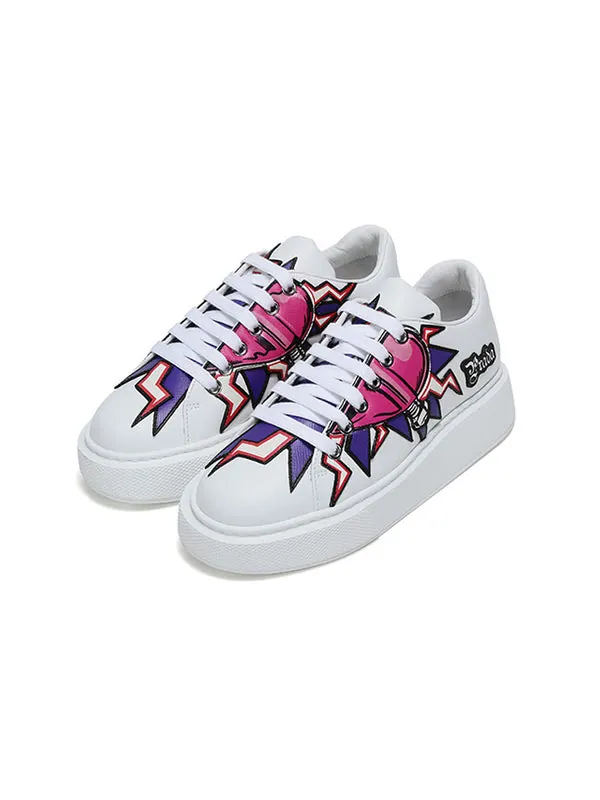 Кроссовки graphic heart platform sneakers 'white multi-color' Prada — изображение 3 из 4, белый/мульти