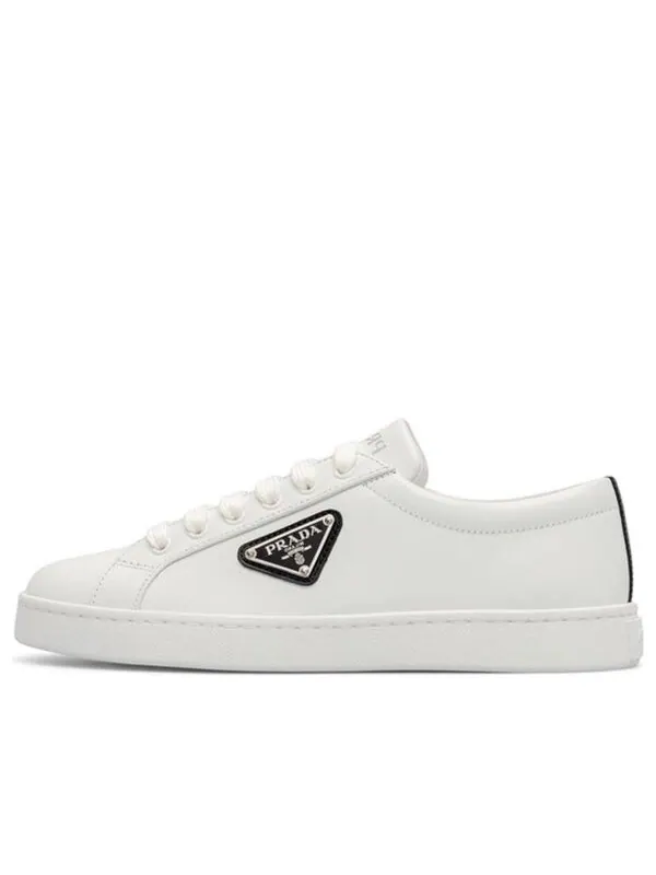 Кроссовки leather sneakers 'white' Prada — изображение 1 из 4, белый/черный