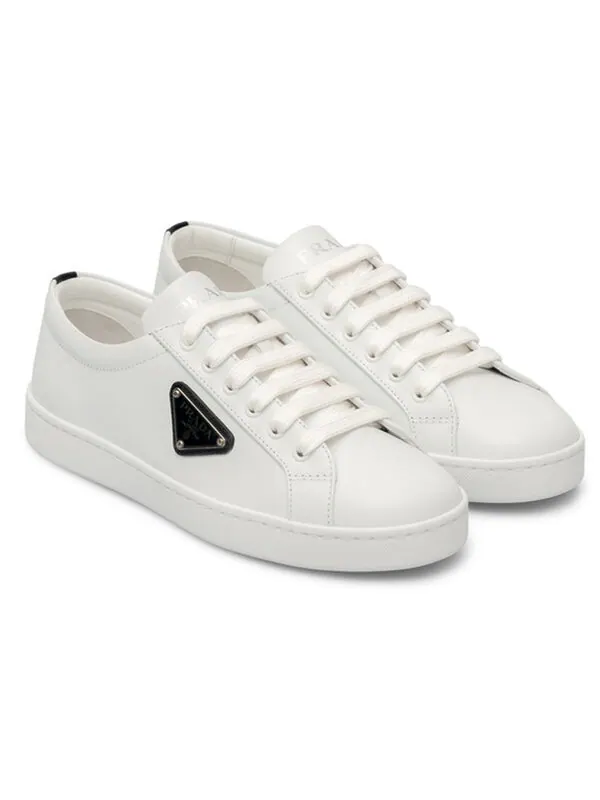 Кроссовки leather sneakers 'white' Prada — изображение 3 из 4, белый/черный