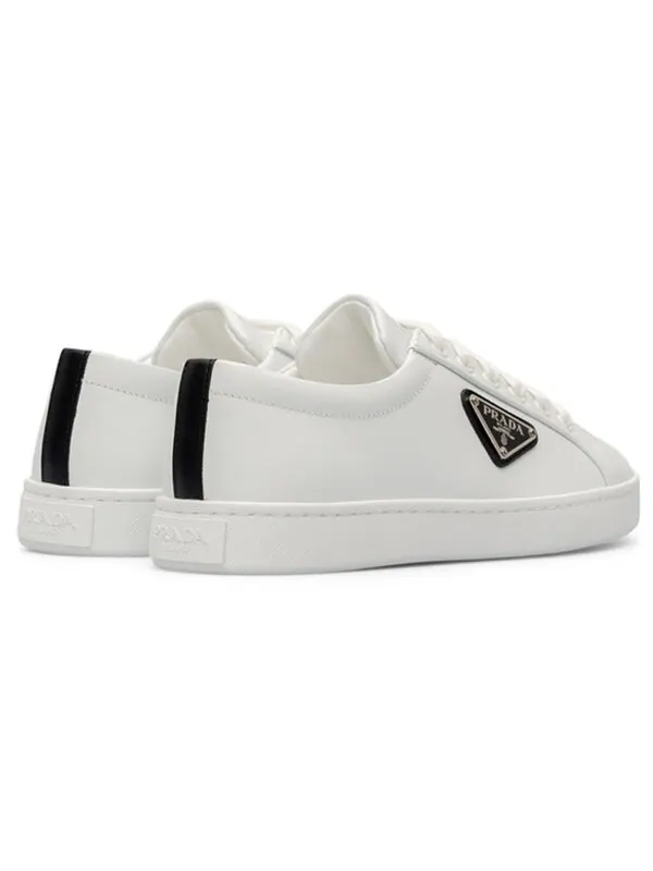 Кроссовки leather sneakers 'white' Prada — изображение 4 из 4, белый/черный