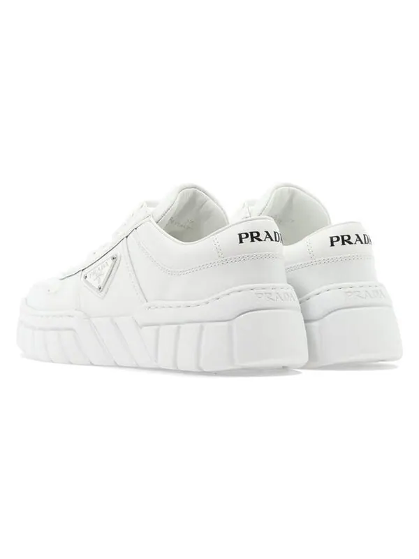 Кроссовки soft padded nappa leather laced-up shoes 'white' Prada — изображение 4 из 4, белый