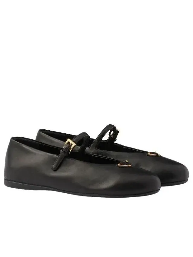 Балетки PRADA SS26 из кожи наппа, черные, 1F793N-038-F0002 — изображение 2 из 5, черный