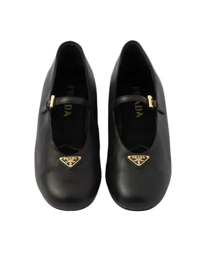 Балетки PRADA SS26 из кожи наппа, черные, 1F793N-038-F0002 — изображение 3 из 5, черный