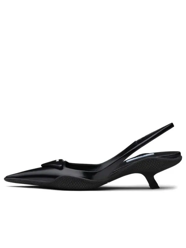 Кроссовки 30mm sling-back pumps brushed leather 'black' Prada — изображение 1 из 4, черный