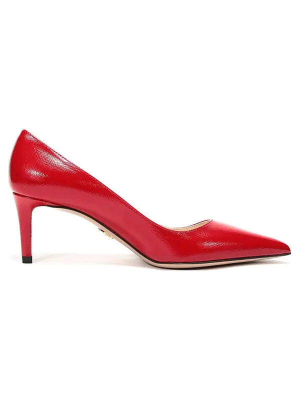 Кроссовки pointed saffiano leather heels 'red' Prada — изображение 2 из 4, красный