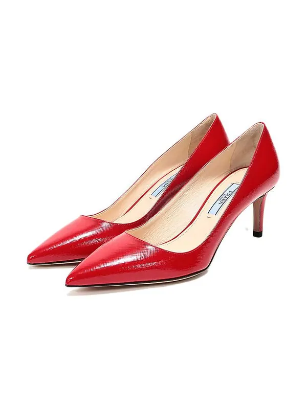 Кроссовки pointed saffiano leather heels 'red' Prada — изображение 3 из 4, красный