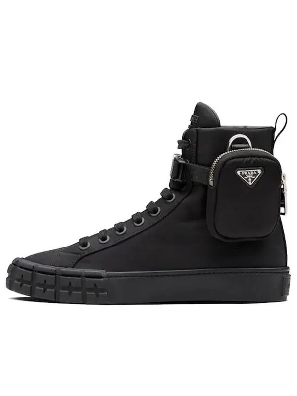 Кроссовки wheel re-nylon hight sneakers 'black' Prada — изображение 1 из 4, черный/серебристый