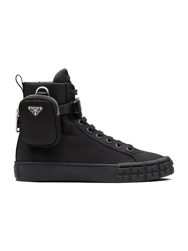Кроссовки wheel re-nylon hight sneakers 'black' Prada — изображение 2 из 4, черный/серебристый