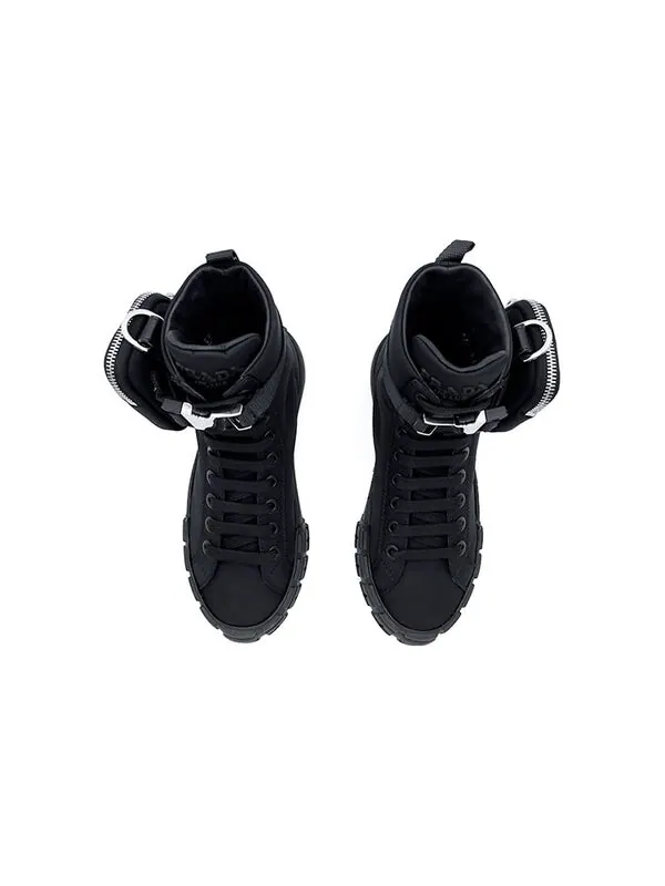 Кроссовки wheel re-nylon hight sneakers with larger pouch 'black' Prada — изображение 3 из 4, черный/серебристый