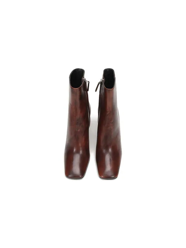 Кроссовки leather square toe ankle pumps 'brown' Prada — изображение 4 из 4, коричневый/черный