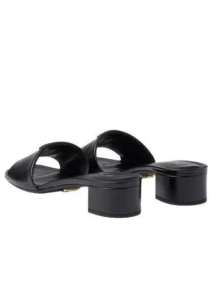 Женские сандалии-слипоны с открытым носком Saffiano Patent Leather Black PRADA — изображение 5 из 5, черный