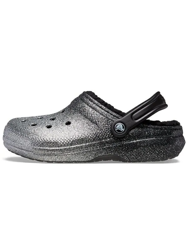 Сандалии classic glitter lined clogs 'black silver' Crocs — изображение 2 из 4, черный/серебристый