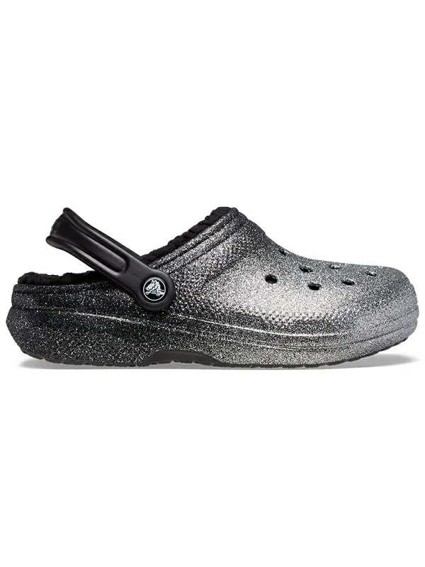 Сандалии classic glitter lined clogs 'black silver' Crocs — изображение 3 из 4, черный/серебристый