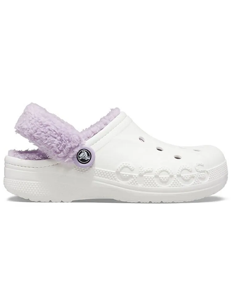 Сандалии Crocs Classic Baya Lined Fuzz-Strap Clog 'White Lila' — изображение 3 из 6, белый