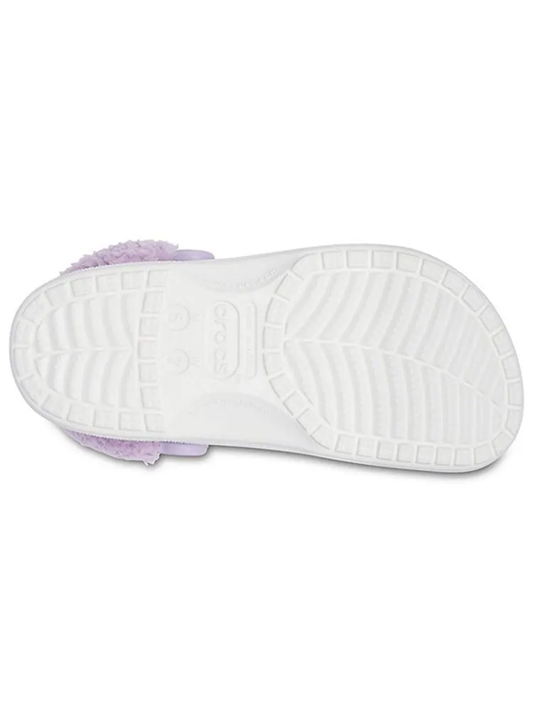Сандалии Crocs Classic Baya Lined Fuzz-Strap Clog 'White Lila' — изображение 6 из 6, белый