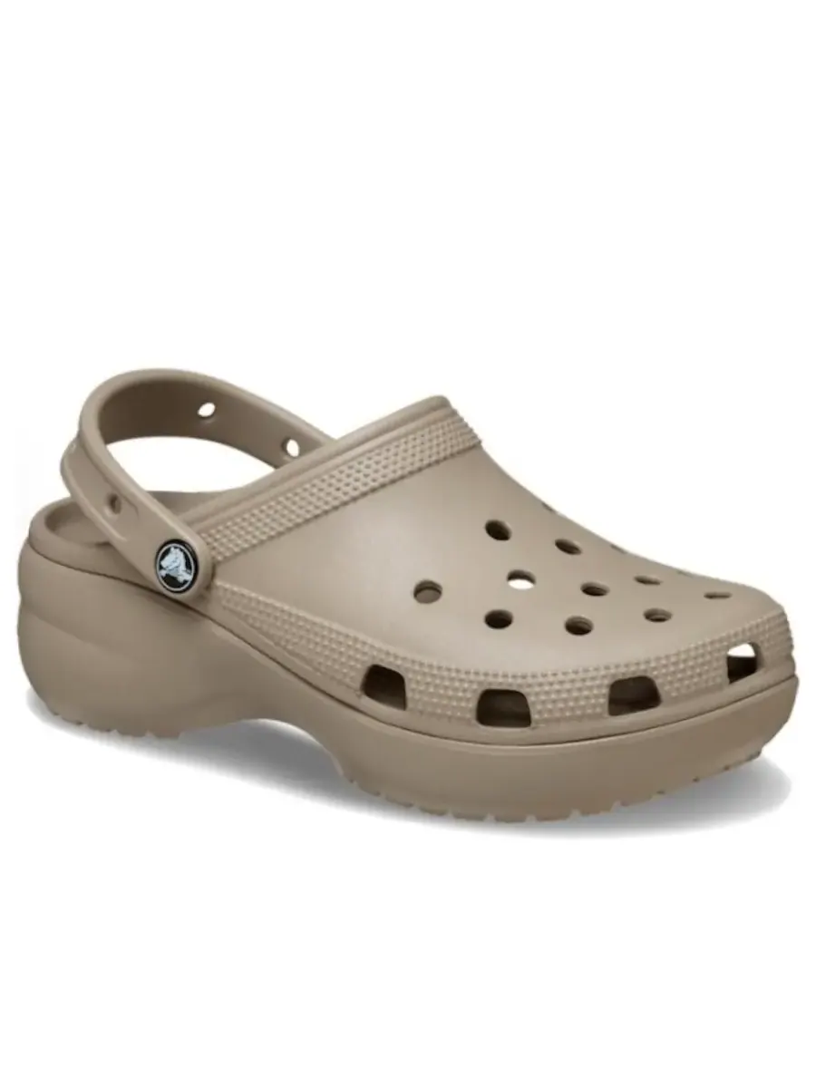 Сандалии (WMNS) Crocs Classic Plaform Clog 'Taupe' — изображение 2 из 5, бежевый