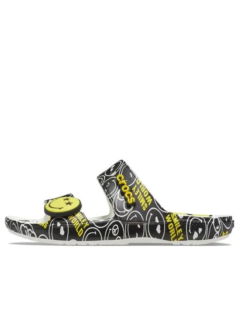 Шлепанцы Crocs SmileyWorld x Classic Sandal 'Black White' — изображение 1 из 6, желтый