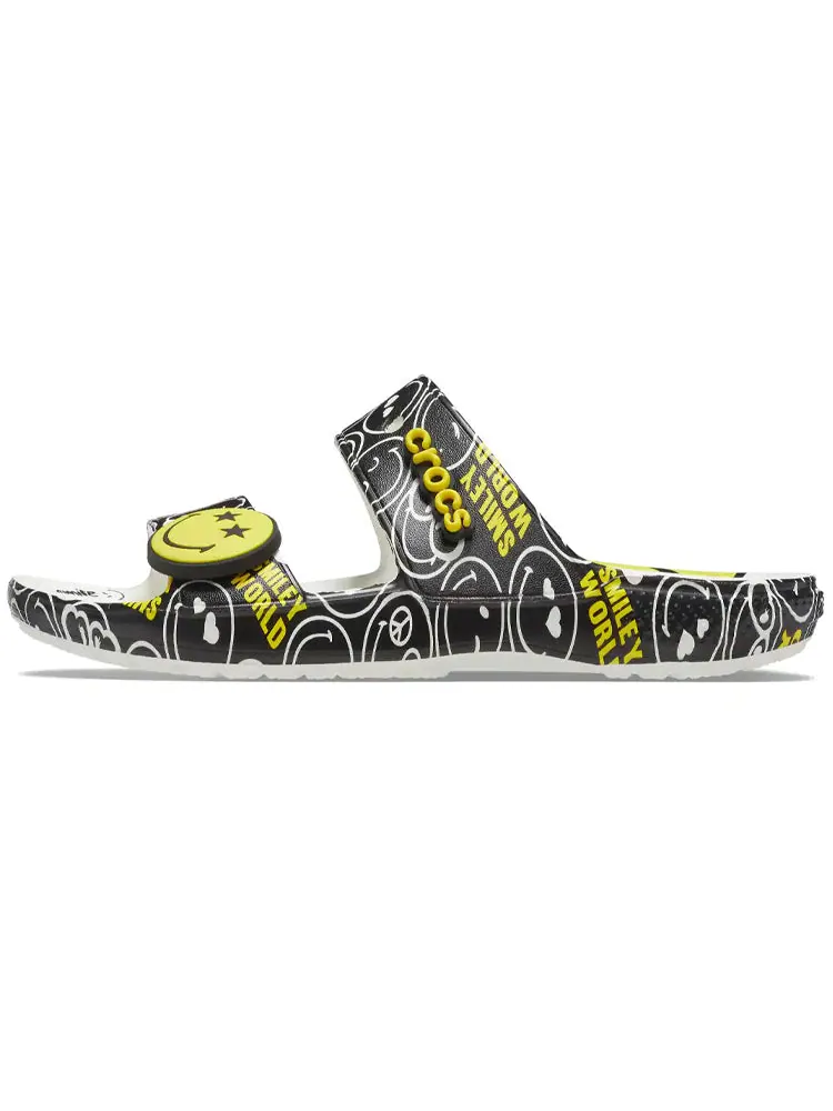 Шлепанцы Crocs SmileyWorld x Classic Sandal 'Black White' — изображение 2 из 6, желтый