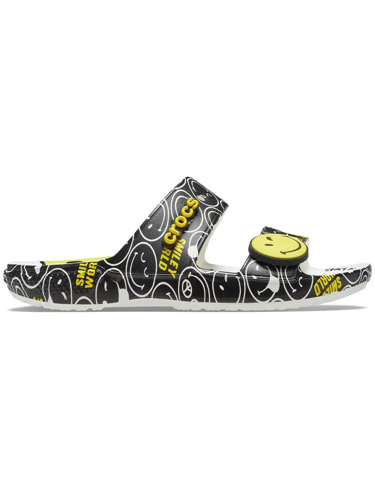 Шлепанцы Crocs SmileyWorld x Classic Sandal 'Black White' — изображение 3 из 6, желтый