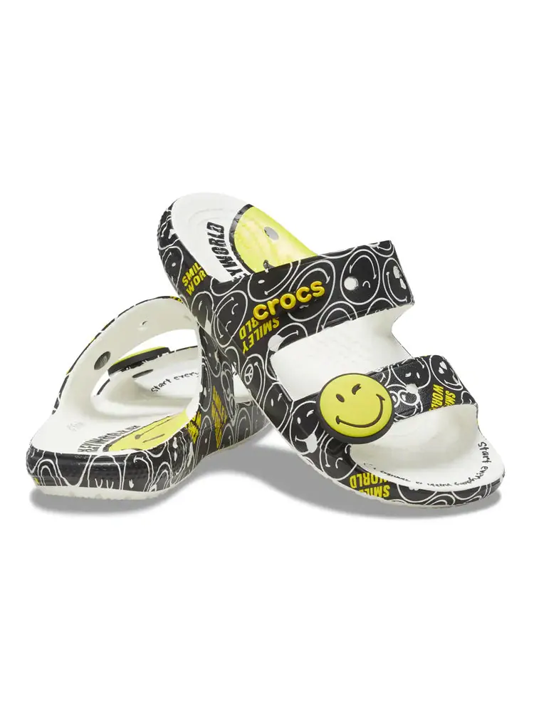 Шлепанцы Crocs SmileyWorld x Classic Sandal 'Black White' — изображение 4 из 6, желтый