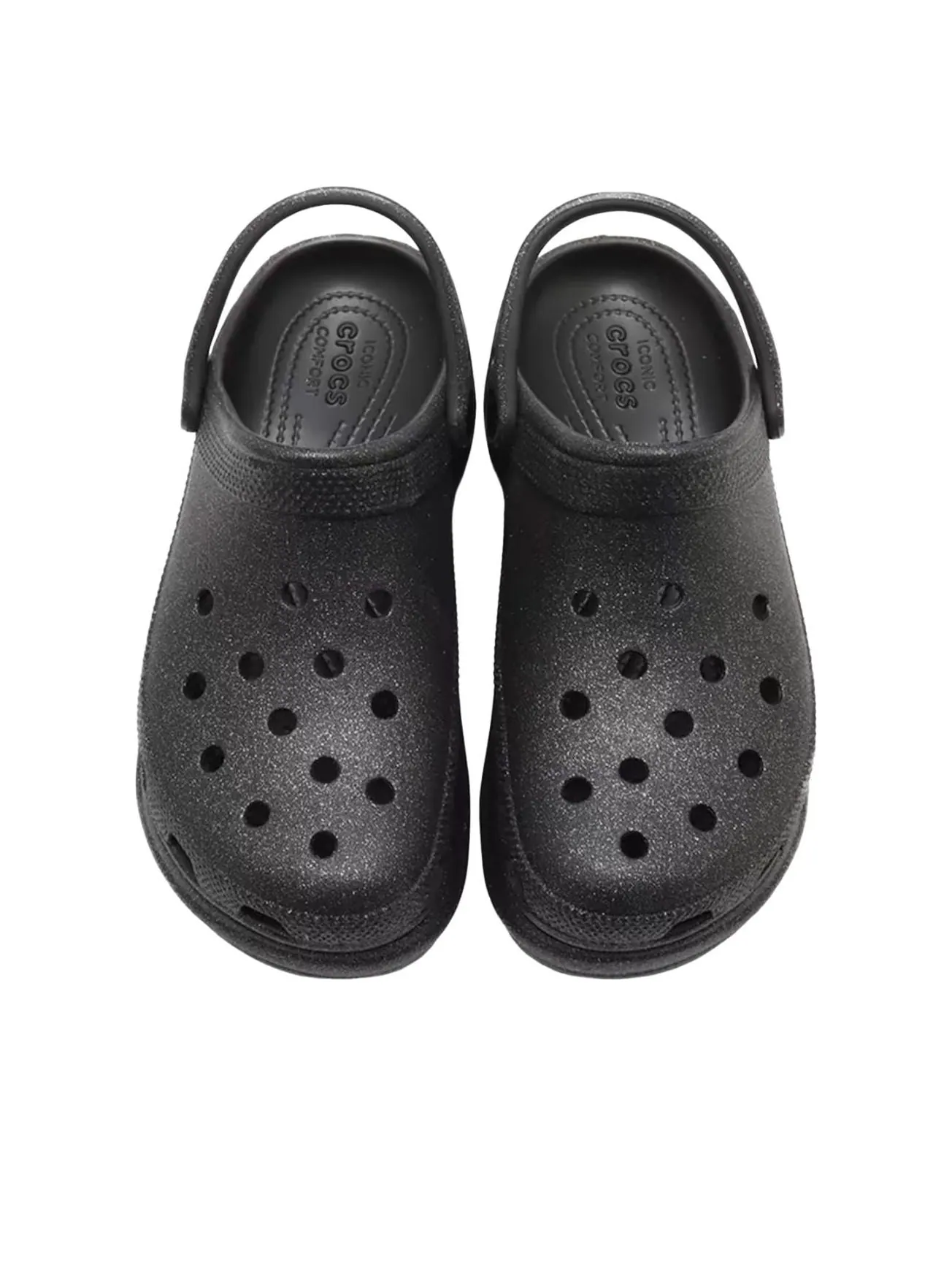 (WMNS) Crocs Bae Glitter Clog 'Black' — изображение 4 из 6, черный
