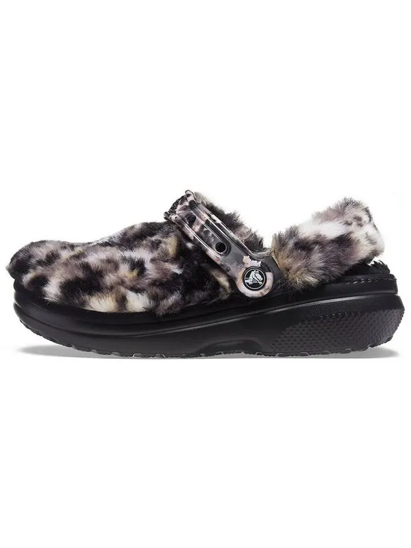Тапочки classic fur sure 'lined animal oreo' Crocs — изображение 2 из 4, черный/мульти
