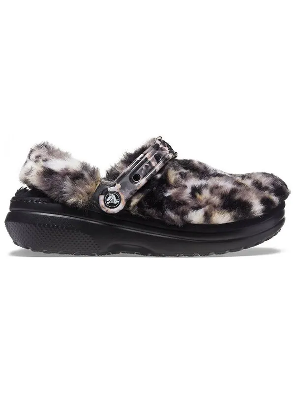 Тапочки classic fur sure 'lined animal oreo' Crocs — изображение 3 из 4, черный/мульти