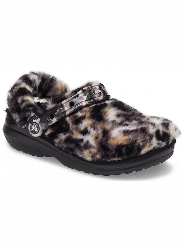 Тапочки classic fur sure 'lined animal oreo' Crocs — изображение 4 из 4, черный/мульти
