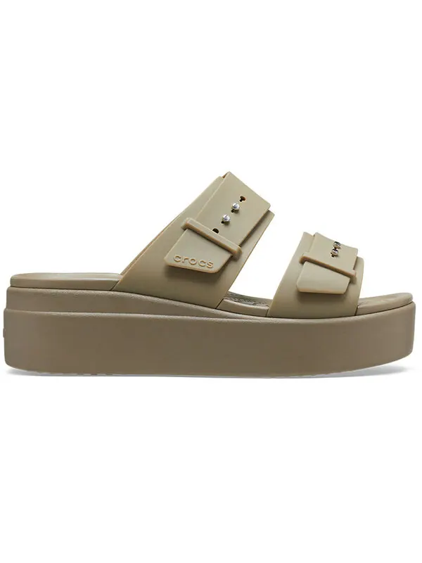 Тапочки brooklyn low wedge sandal 'beige' Crocs — изображение 2 из 4, бежевый