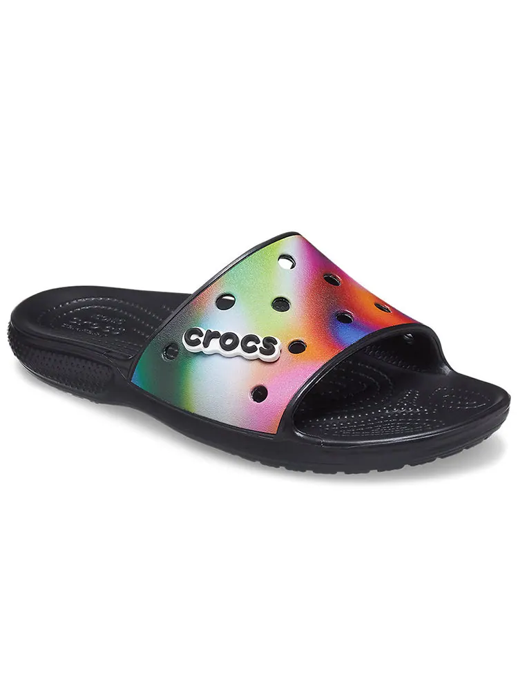 Шлепанцы Crocs Colorful Casual Unisex Multi-Color Black Slippers — изображение 3 из 7, черный