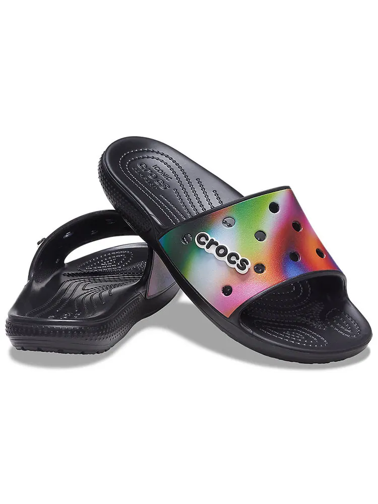 Шлепанцы Crocs Colorful Casual Unisex Multi-Color Black Slippers — изображение 6 из 7, черный