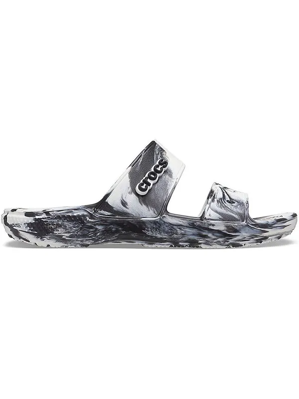 Тапочки classic clog marble beach sports slippers white black Crocs — изображение 3 из 4, белый/черный