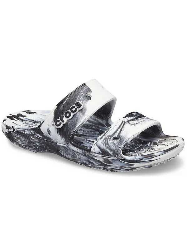 Тапочки classic clog marble beach sports slippers white black Crocs — изображение 4 из 4, белый/черный