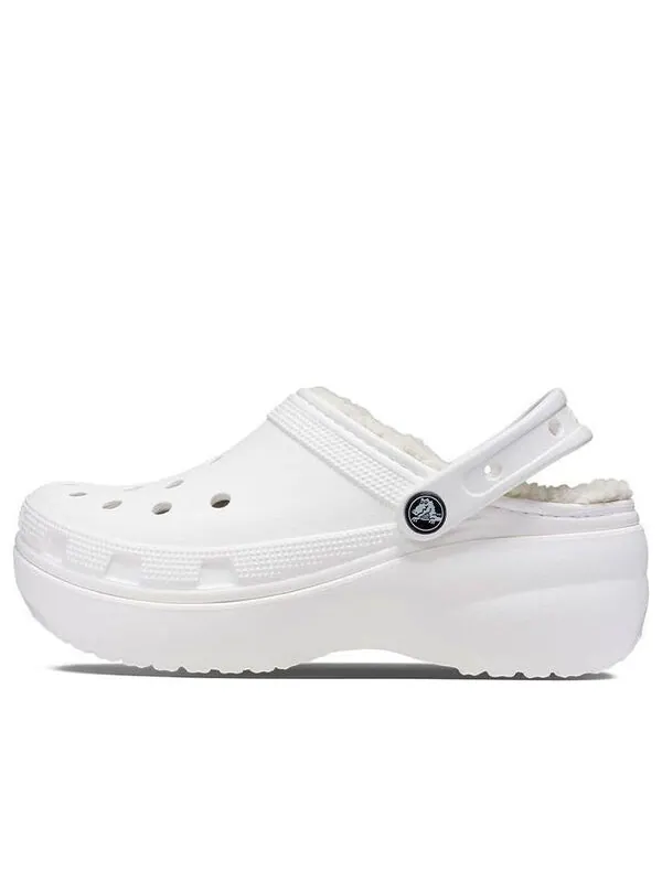 Тапочки classic platform lined clogs 'white' Crocs — изображение 1 из 4, белый