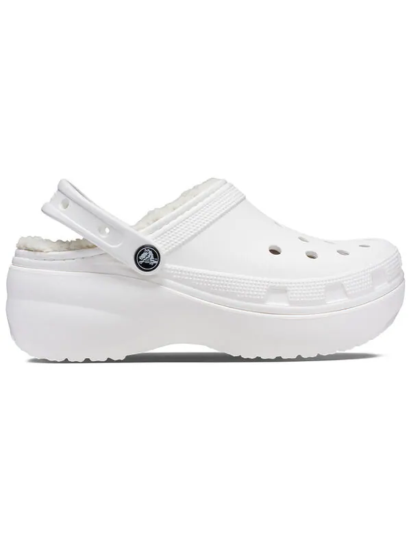 Тапочки classic platform lined clogs 'white' Crocs — изображение 2 из 4, белый