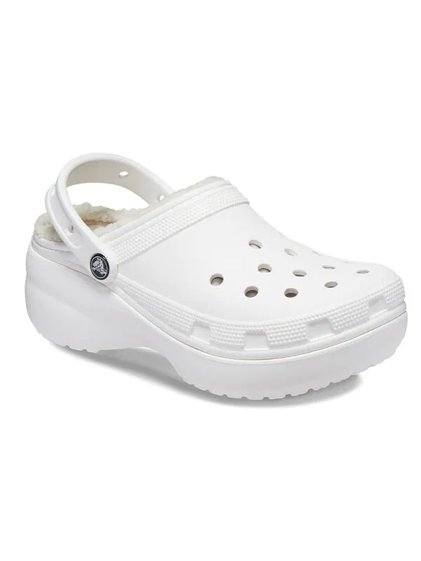 Тапочки classic platform lined clogs 'white' Crocs — изображение 3 из 4, белый