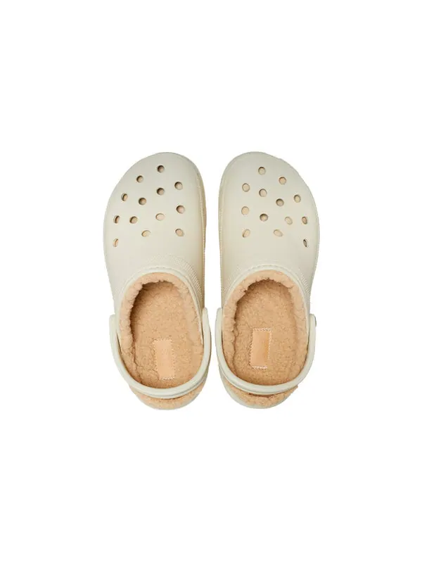 Тапочки classic platform lined clog 'bone' Crocs — изображение 4 из 4, бежевый/белый