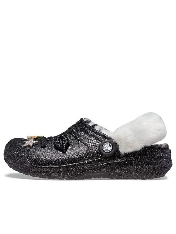 Тапочки disco classic lined disco glitter clogs 'black white' Crocs — изображение 1 из 4, черный/белый
