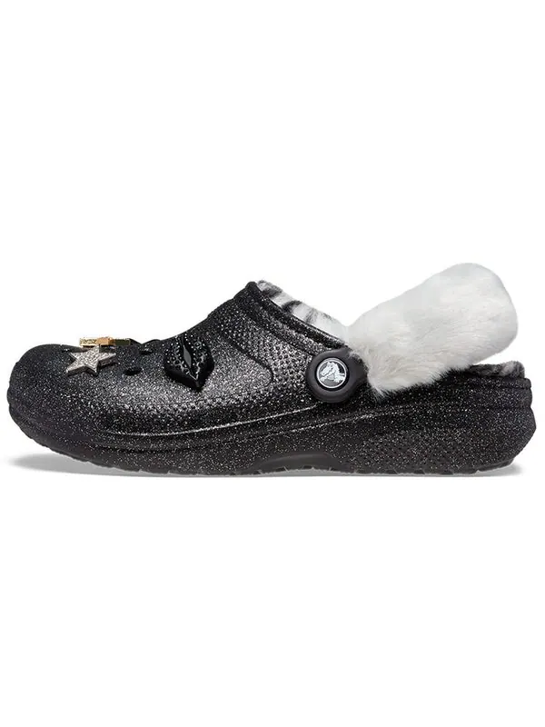 Тапочки disco classic lined disco glitter clogs 'black white' Crocs — изображение 2 из 4, черный/белый