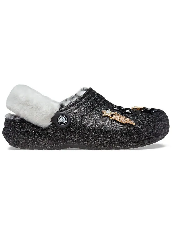 Тапочки disco classic lined disco glitter clogs 'black white' Crocs — изображение 3 из 4, черный/белый