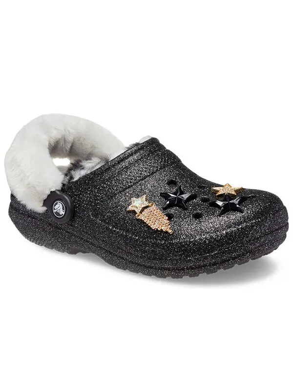 Тапочки disco classic lined disco glitter clogs 'black white' Crocs — изображение 4 из 4, черный/белый